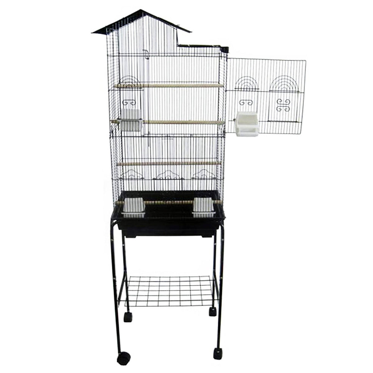Black Tall Bird Cage with Stand N679