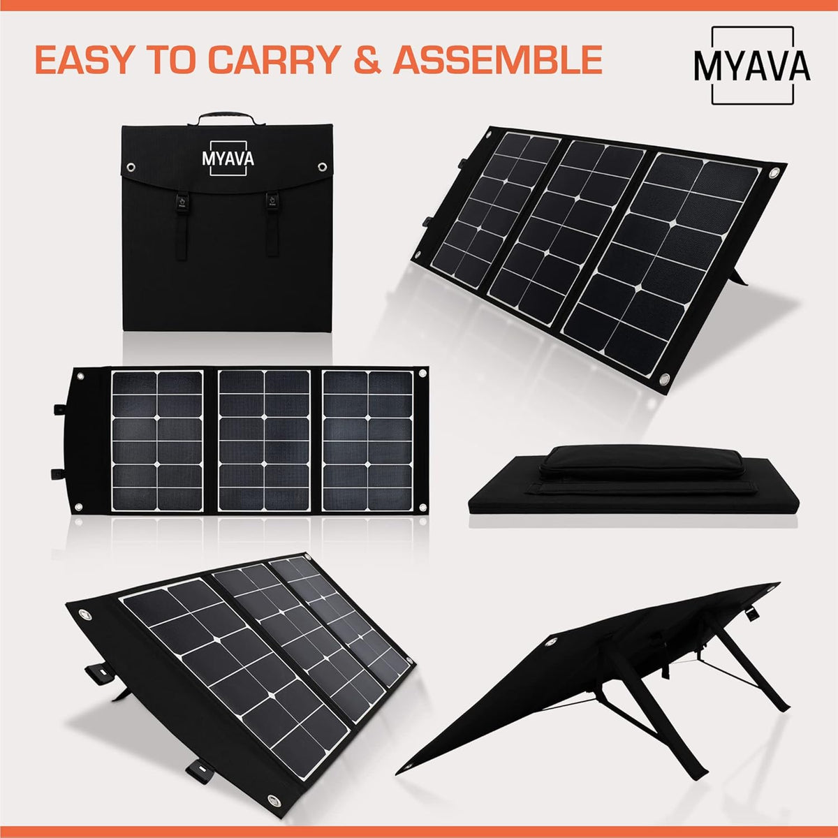 120W Monocrystalline Foldable Solar Panel with USB Ports, 18V DC Output N83617