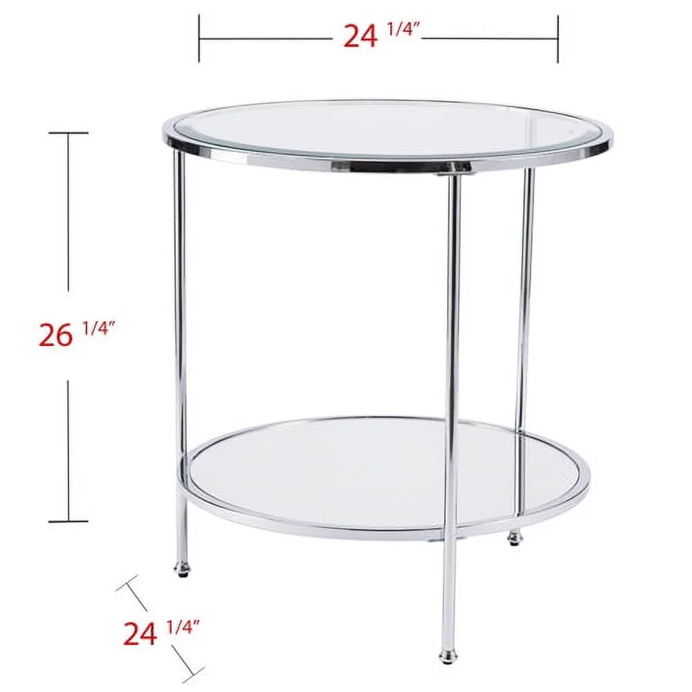 Mirrored Glass Round Coffee Table Set F74842