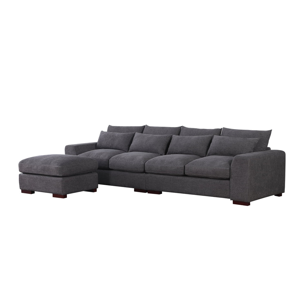 Dark Gray Fabric Modular Reversible Sectional Sofa & Ottoman D807662
