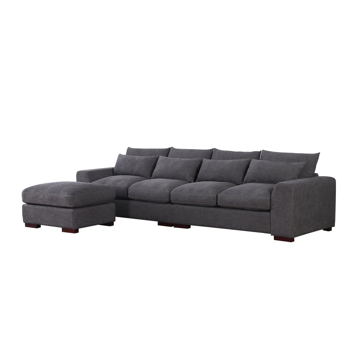 Dark Gray Fabric Modular Reversible Sectional Sofa & Ottoman D807662