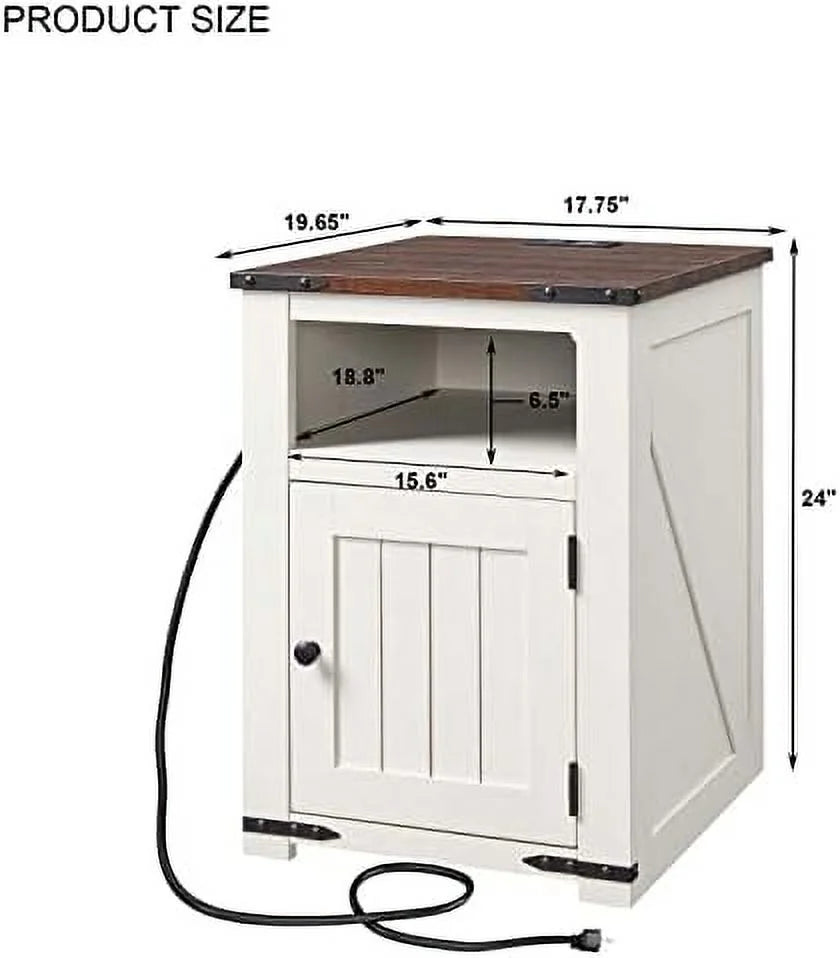 20" Farmhouse End Table with Charging Station B21495