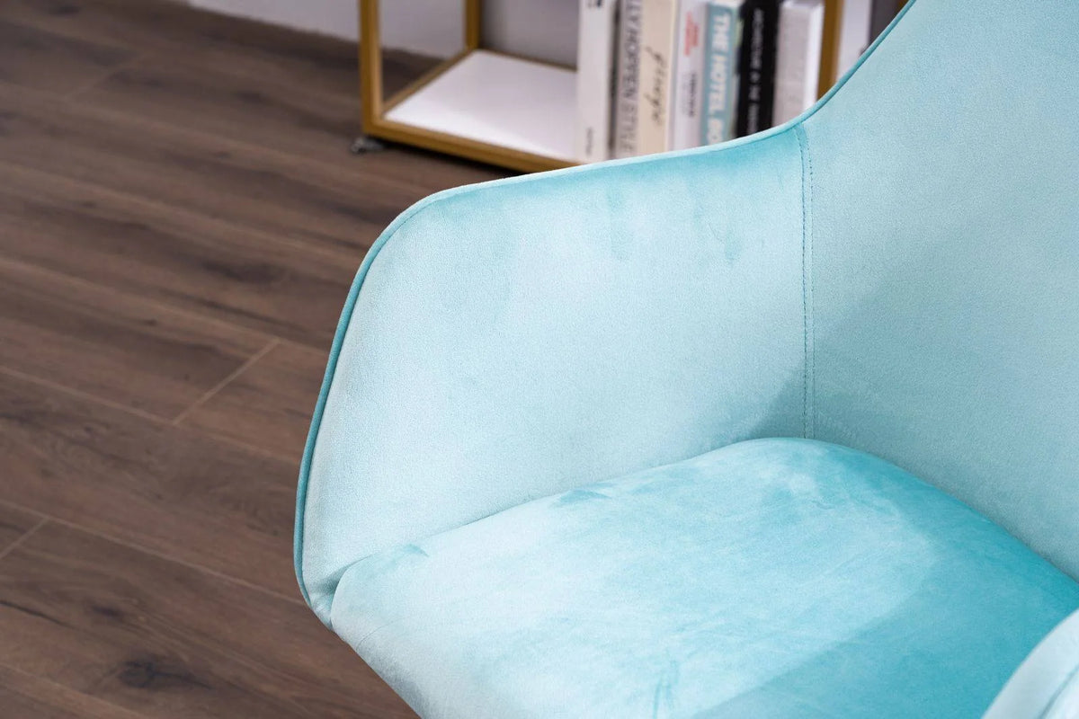 Aqua Light Blue Velvet Adjustable Height Office Chair H554291
