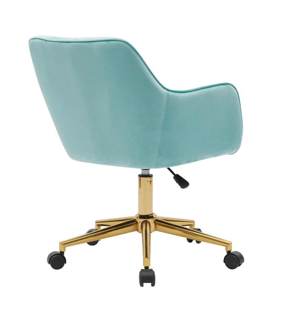Aqua Light Blue Velvet Adjustable Height Office Chair H554291