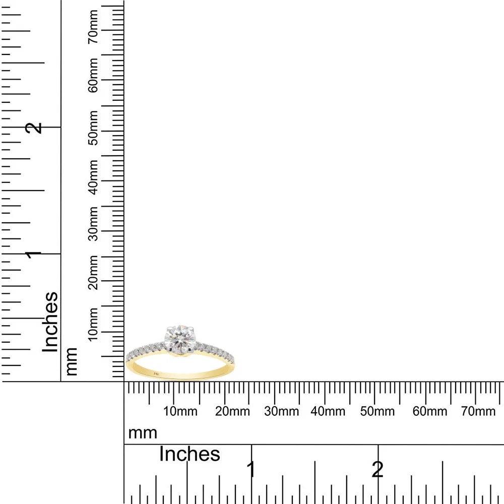 14K Solid Yellow Gold Solitaire Engagement Ring with 1/2 ct. t.w Round Cut Lab Created Moissanite C2117