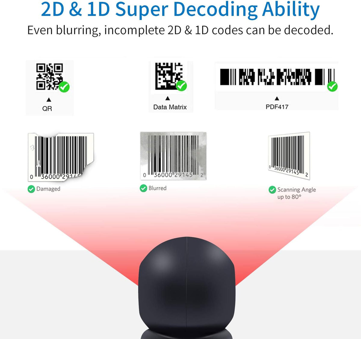 2D USB Barcode Scanner, Pack of 2 T4080