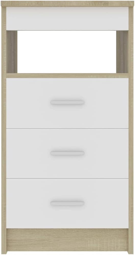 White Sonoma Oak Chipboard Drawer Cabinet R593