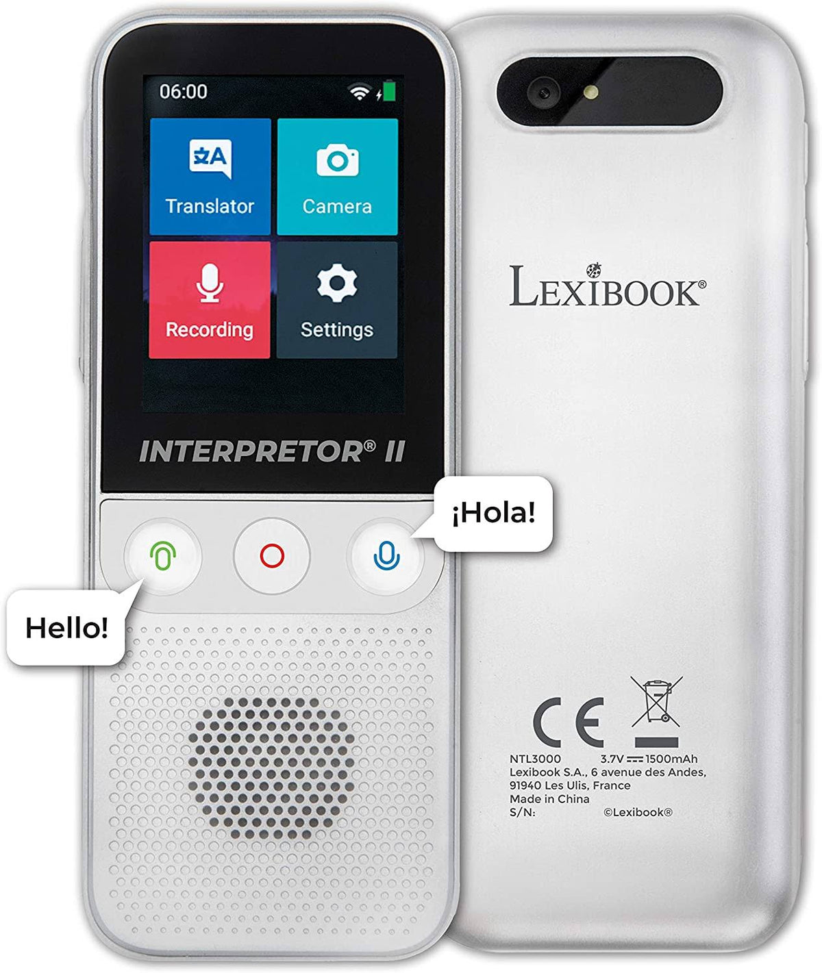 Lexibook NTL3000 Interpretor 2-137 Languages Instant Voice, Photo, Memo Translation, Multilingual Portable Speaking, Earphones J V180218