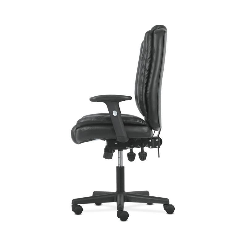 Black Leather High-Back Office Chair with Lumbar Support L640873