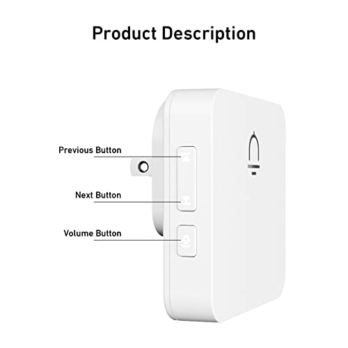 Wireless Doorbell with 2 Receiver, 1000ft Range, Waterproof, White R941