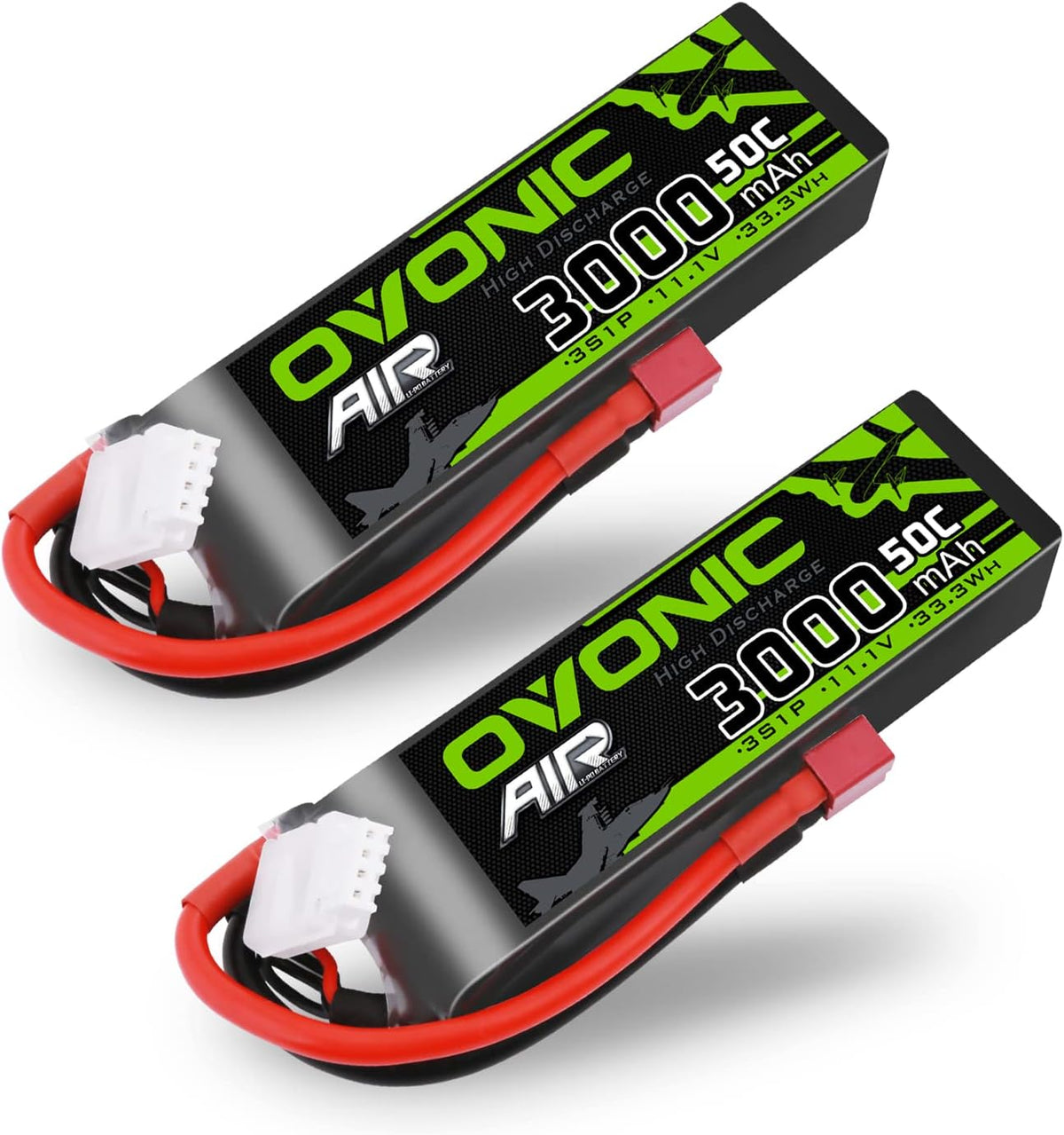 3S 3000mAh 11.1V Lipo Battery with Dean-Style T Connector (2 Packs) T695560