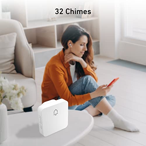 Wireless Doorbell with 2 Receiver, 1000ft Range, Waterproof, White R941