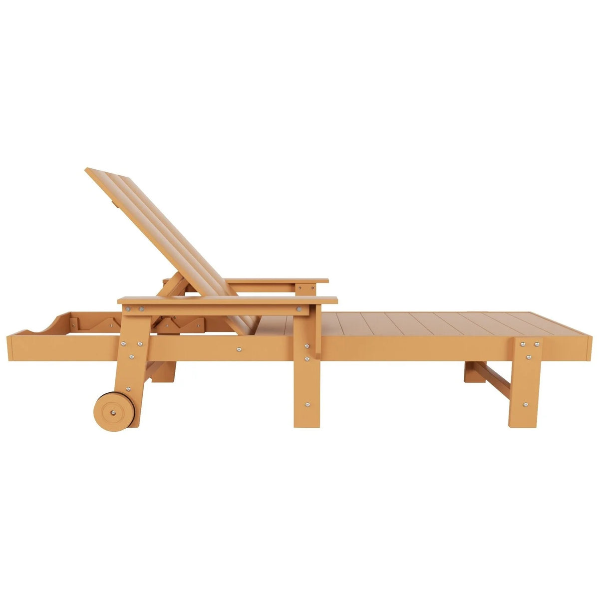 Teak All Weather Poly Chaise Lounge with Arms & Wheels Set Of 2 M818532