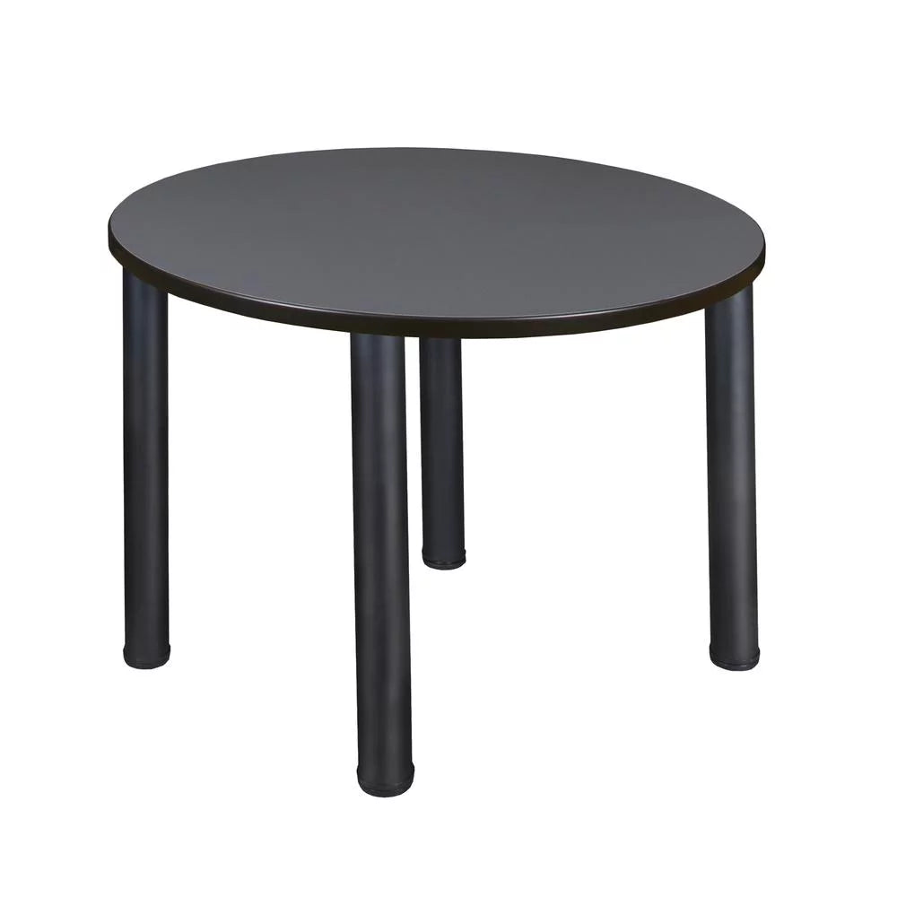 36" Round Breakroom Table Grey Black I5113