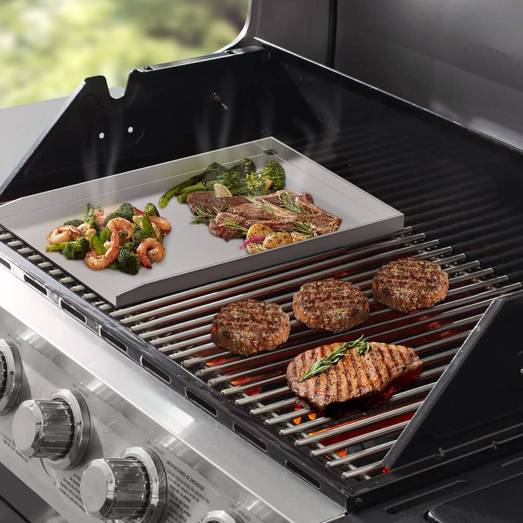 Stainless Steel Gas Grill Griddle Pan Pack of 2 Q4934