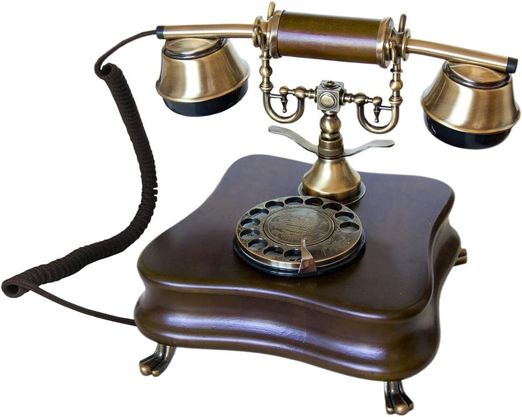 Wall-Mounted Wooden Telephone with Metal Parts S8630