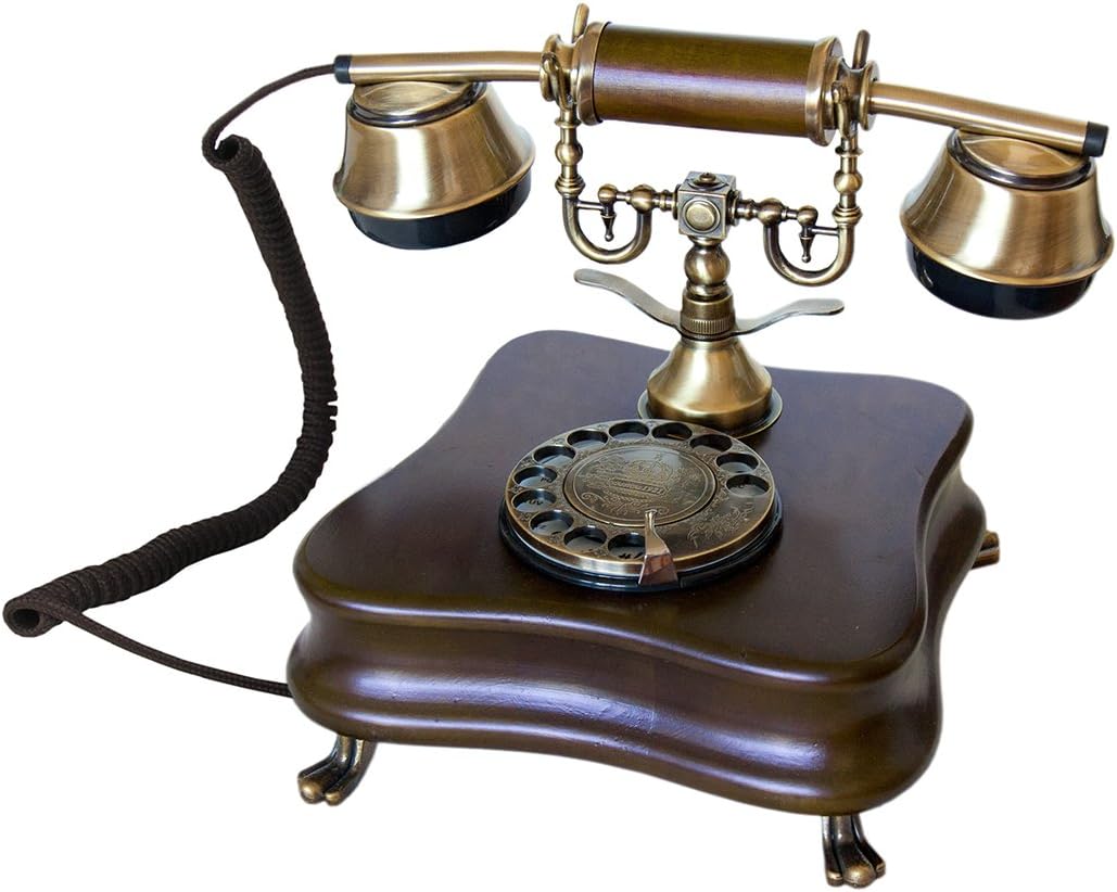 Wall-Mounted Wooden Telephone with Metal Parts S8630