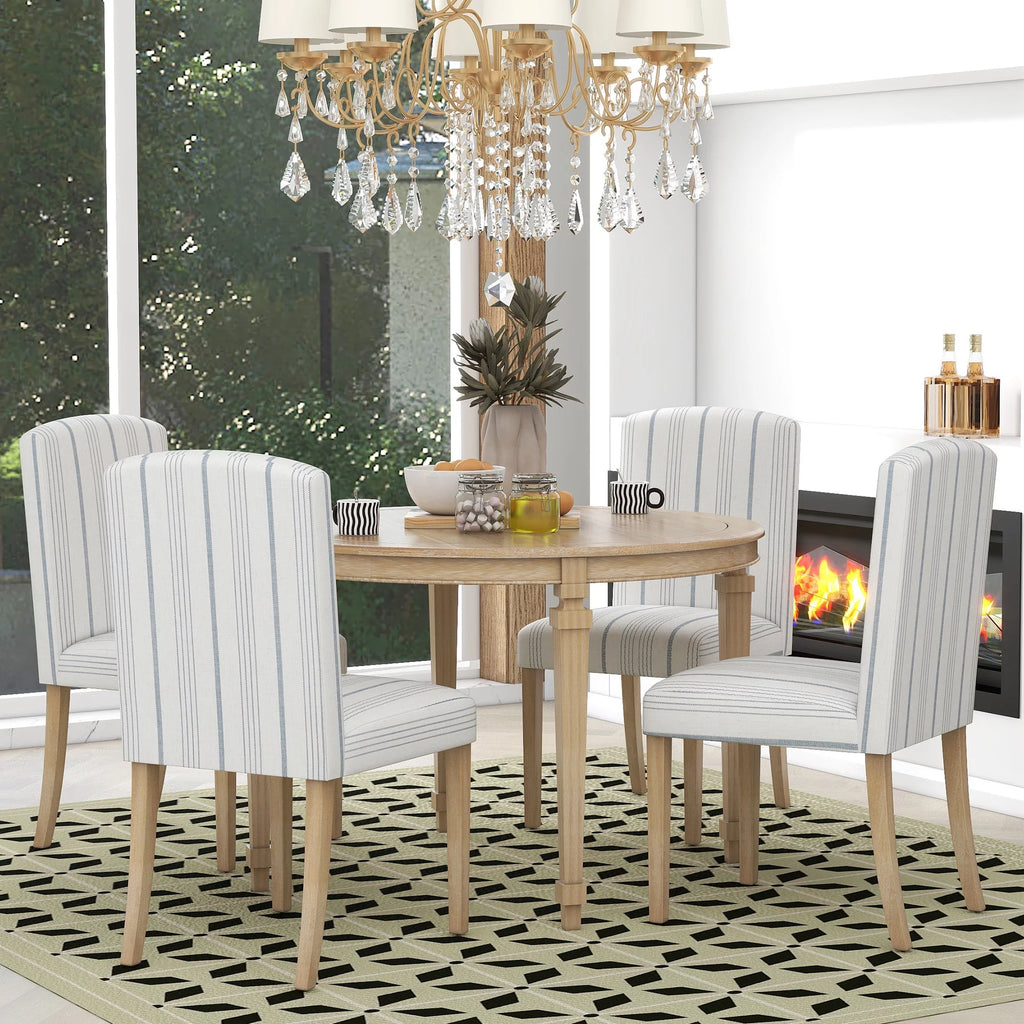 Round Dining Table Set for 4, 5-Piece Solid Wood M655110