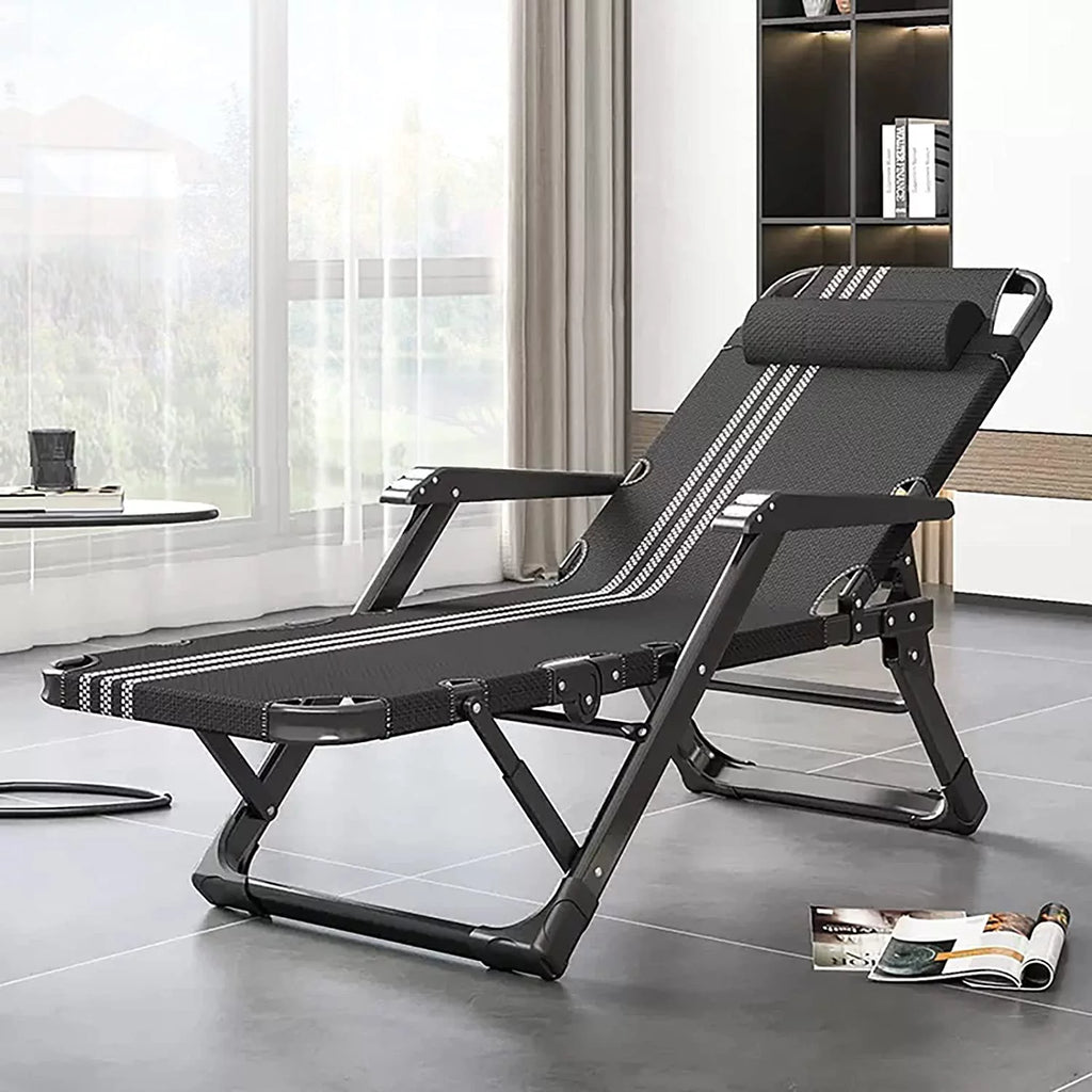 Folding Adjustable 5-Position Outdoor Chaise Lounge Chair with Headrest M104