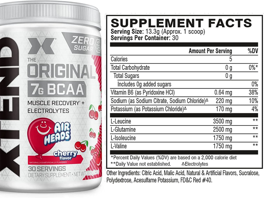 BCAA Powder, Airheads Cherry, 30 Servings B5207