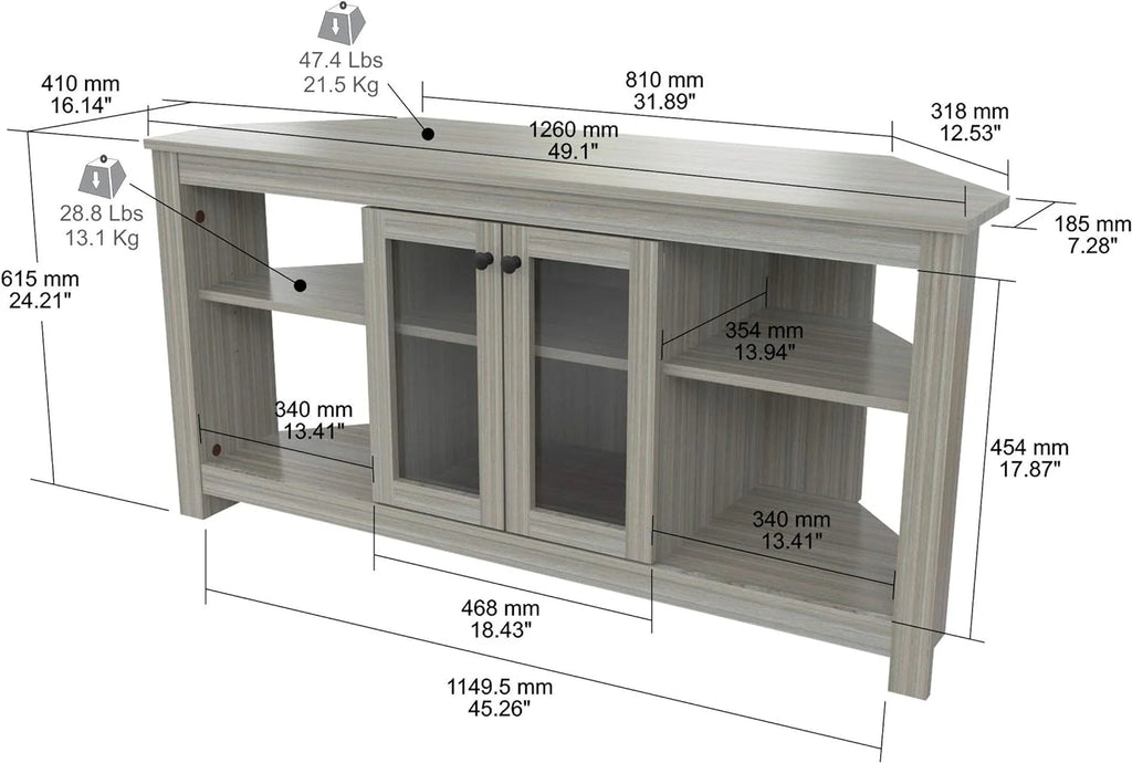 Oak Corner TV Stand with Glass Doors F682428