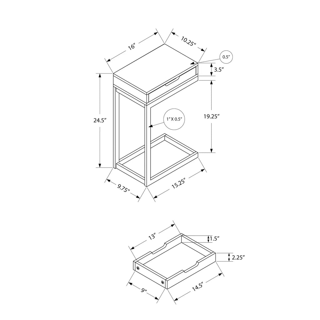 White C-shaped Metal Accent Table U917843