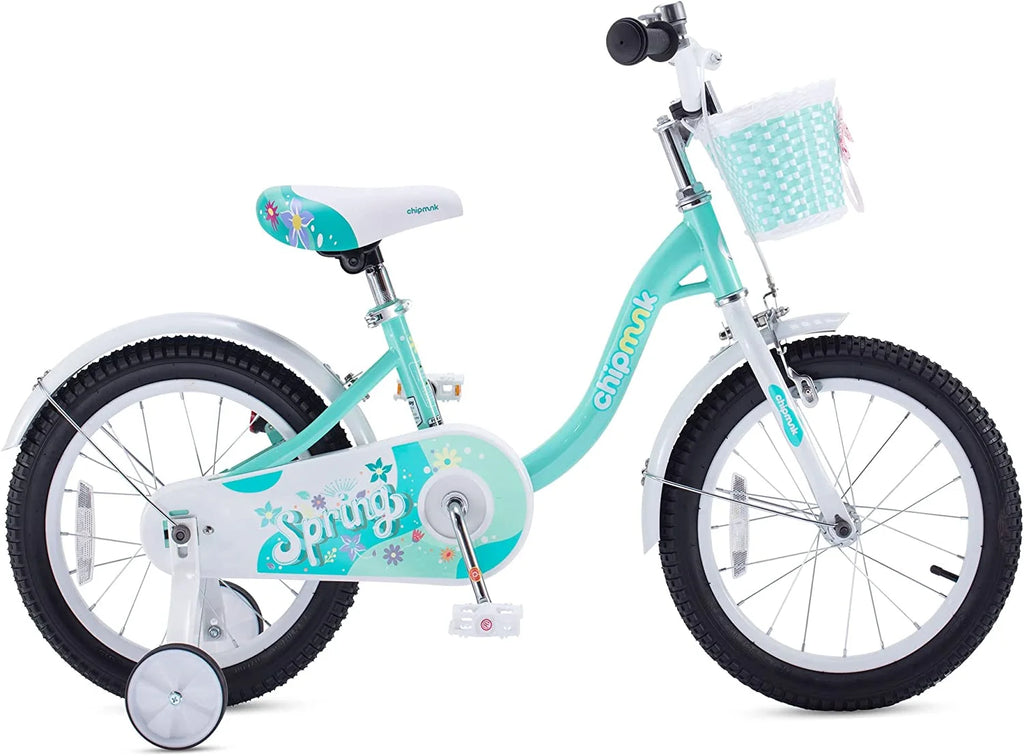 Green 14 Inch Kids Bike with Basket B268