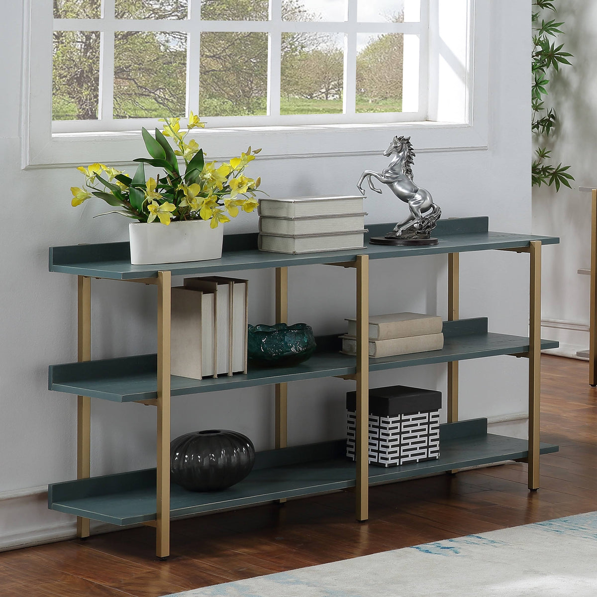 Gold Metal Wide Display Shelf H401