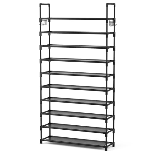 10 Tiers 50 Pairs Black Metal Shoe Rack M57903