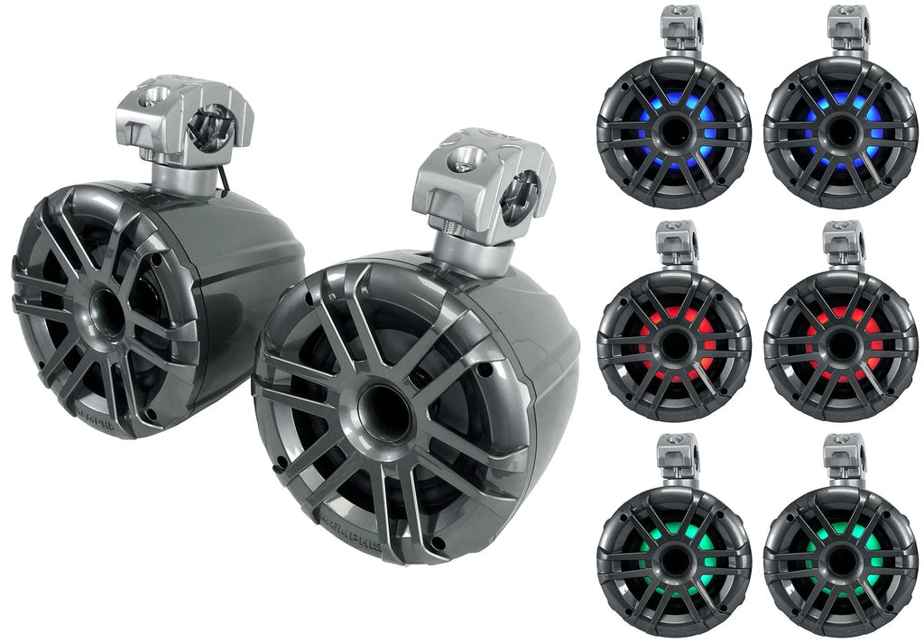 Grey 6.5" Marine Wakeboard Tower Speakers with Single-Din Receiver N96532