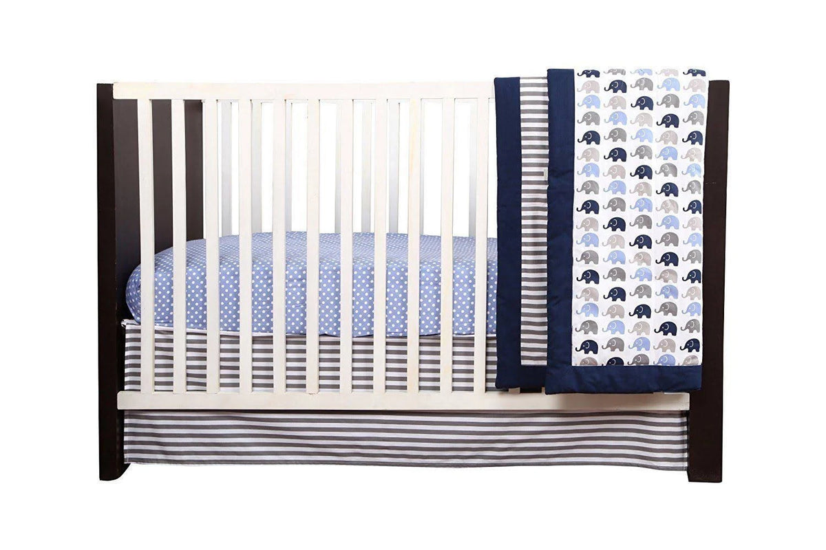 10 Piece Blue Gray Crib Bedding Set I8771