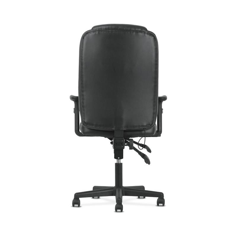 Black Leather High-Back Office Chair with Lumbar Support L640873