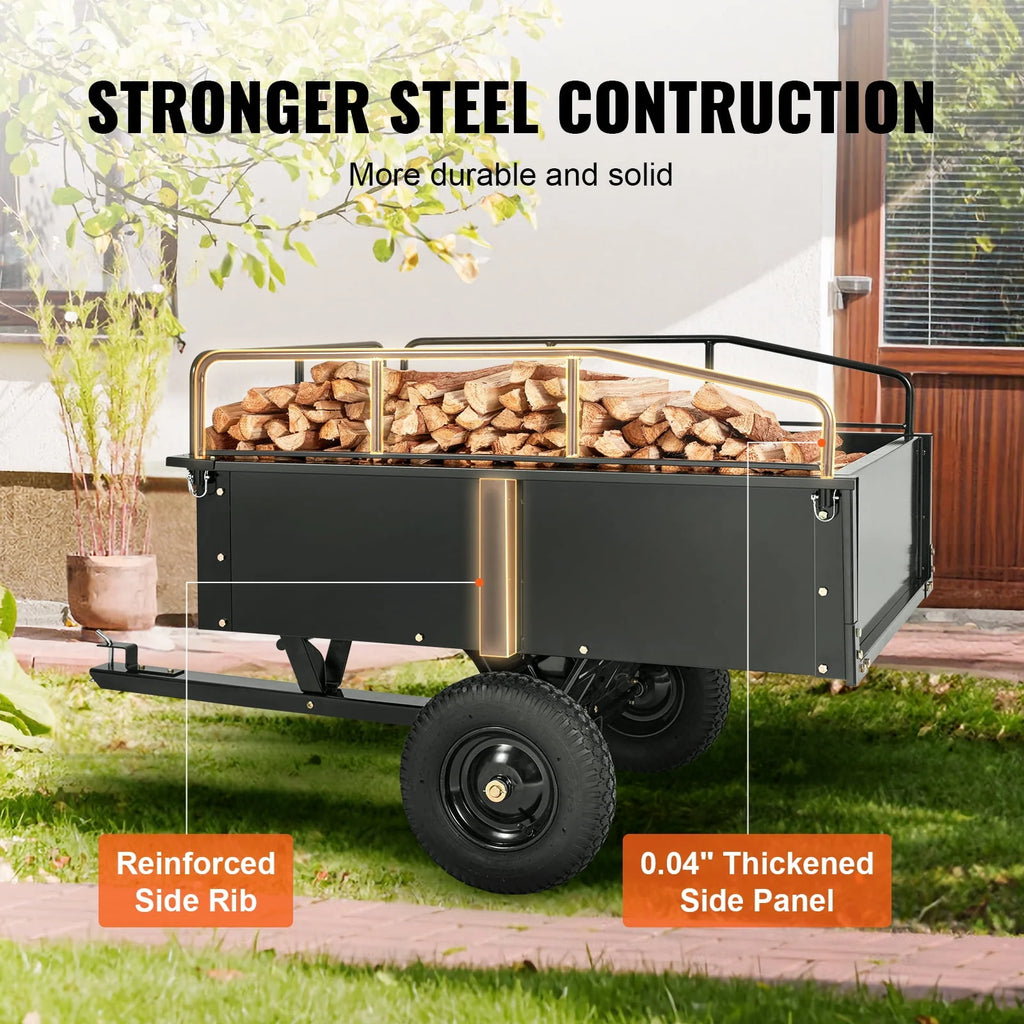 750 lbs 15 Cu. Ft Steel Utility Trailer with Removable Sides Q475