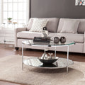 Mirrored Glass Round Coffee Table Set F74842