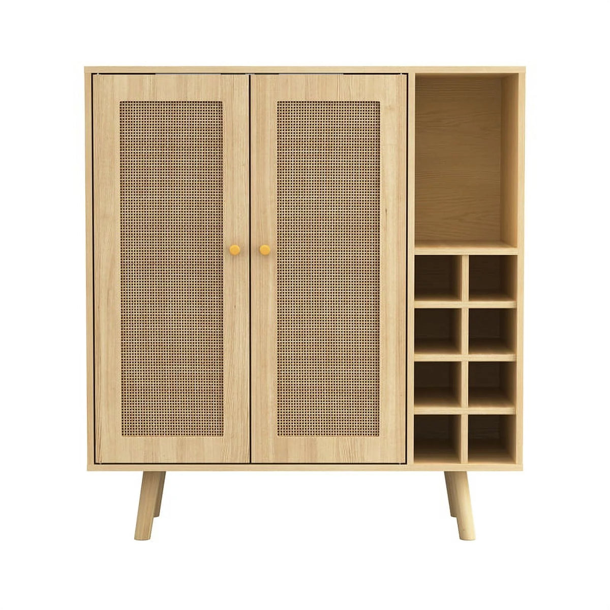 Modern Engineered Wood Bar Cabinet with Rattan Inlay in Oak D1279