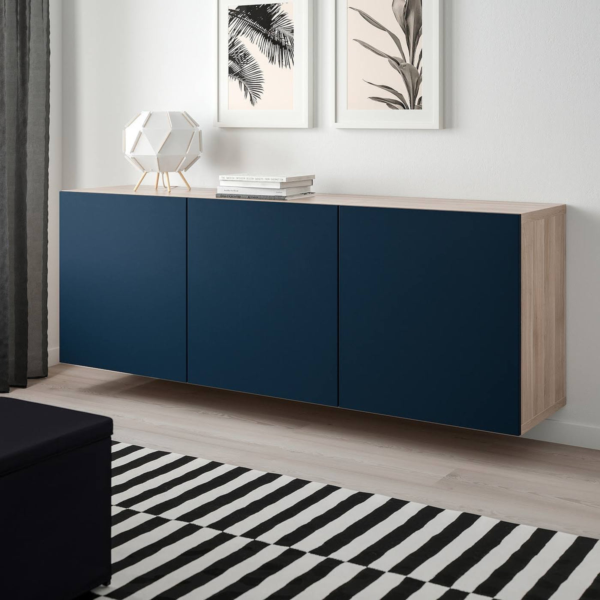 Wall-Mounted Cabinet Combination, Walnut Effect Light gray/notviken Blue, 180x42x64 cm C590592