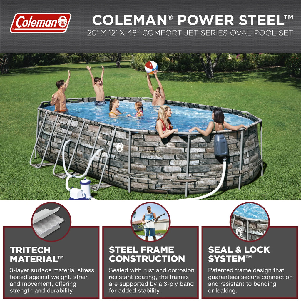 20' Power Steel Oval Above Ground Pool Z636074