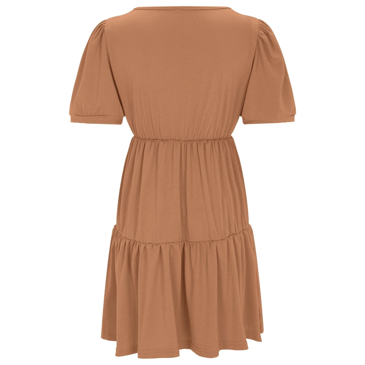 Solid Color Short Sleeve Knit Dress W64763