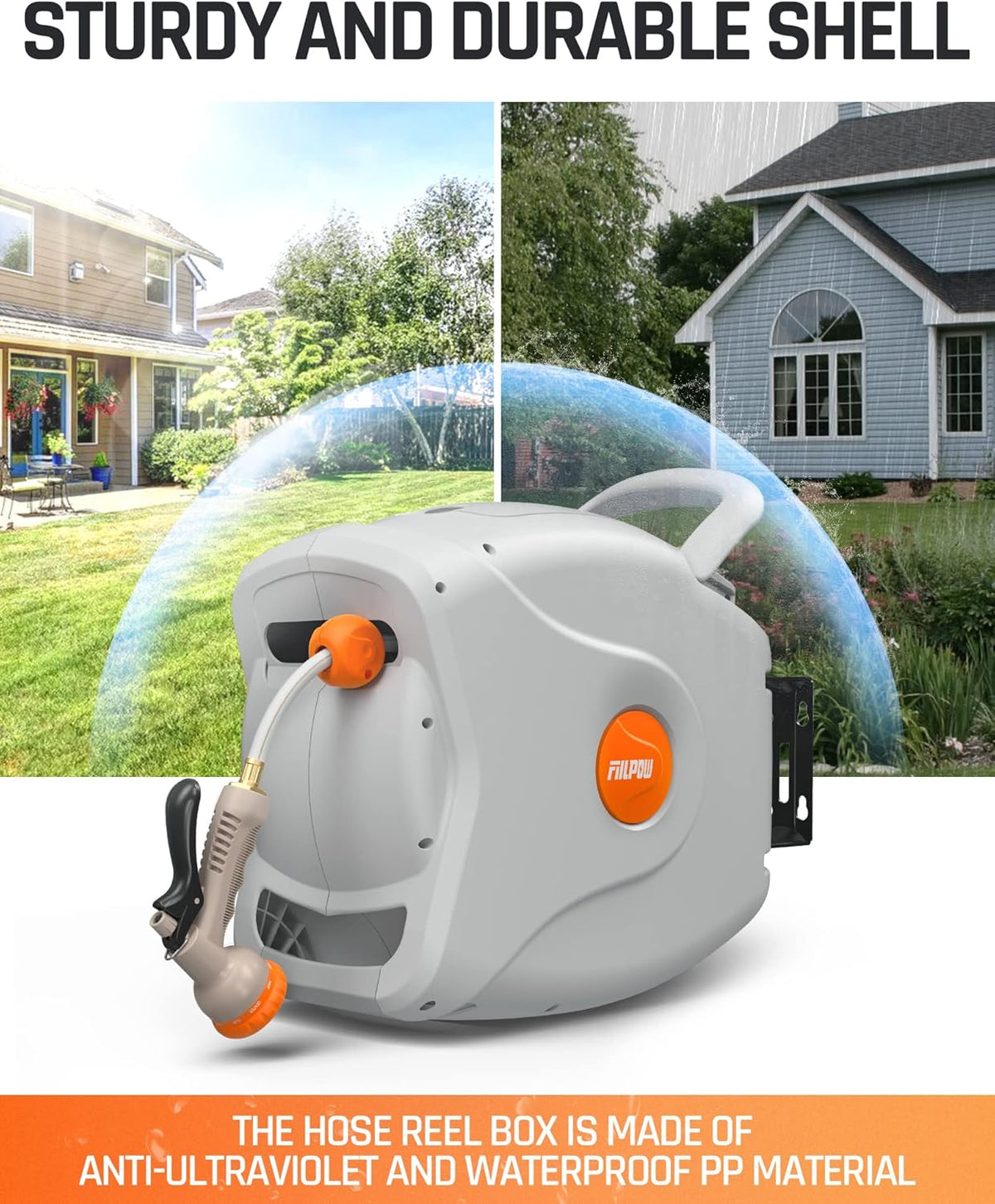 100 FT 1/2 Retractable Wall Mounted Garden Hose Reel with Automatic Rewind G14918