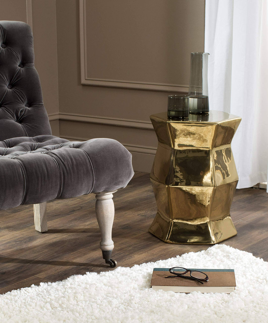 Gold Hexagon Garden Stool T702