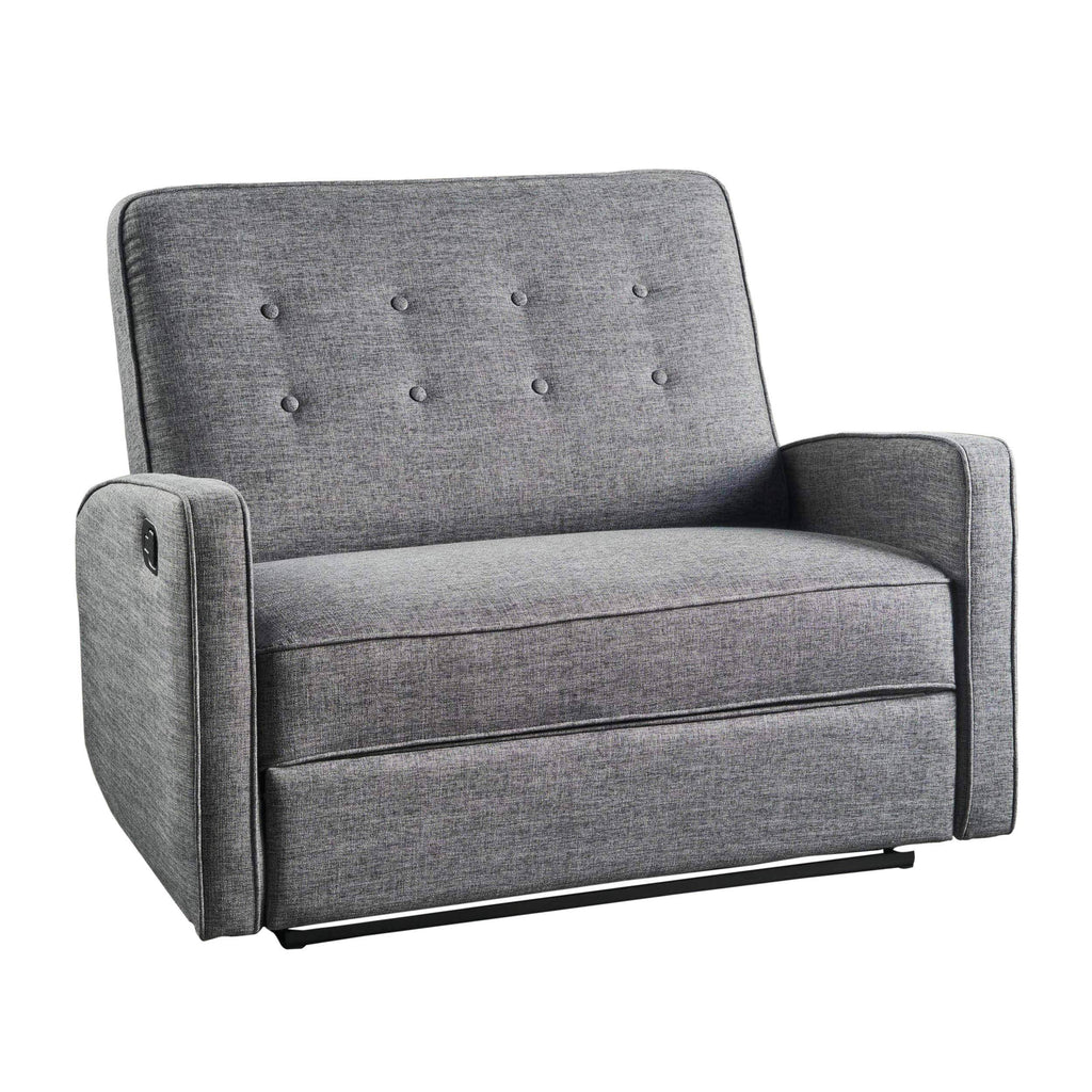 Gray Buttoned Fabric Reclining Loveseat I8947
