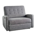 Gray Buttoned Fabric Reclining Loveseat I8947