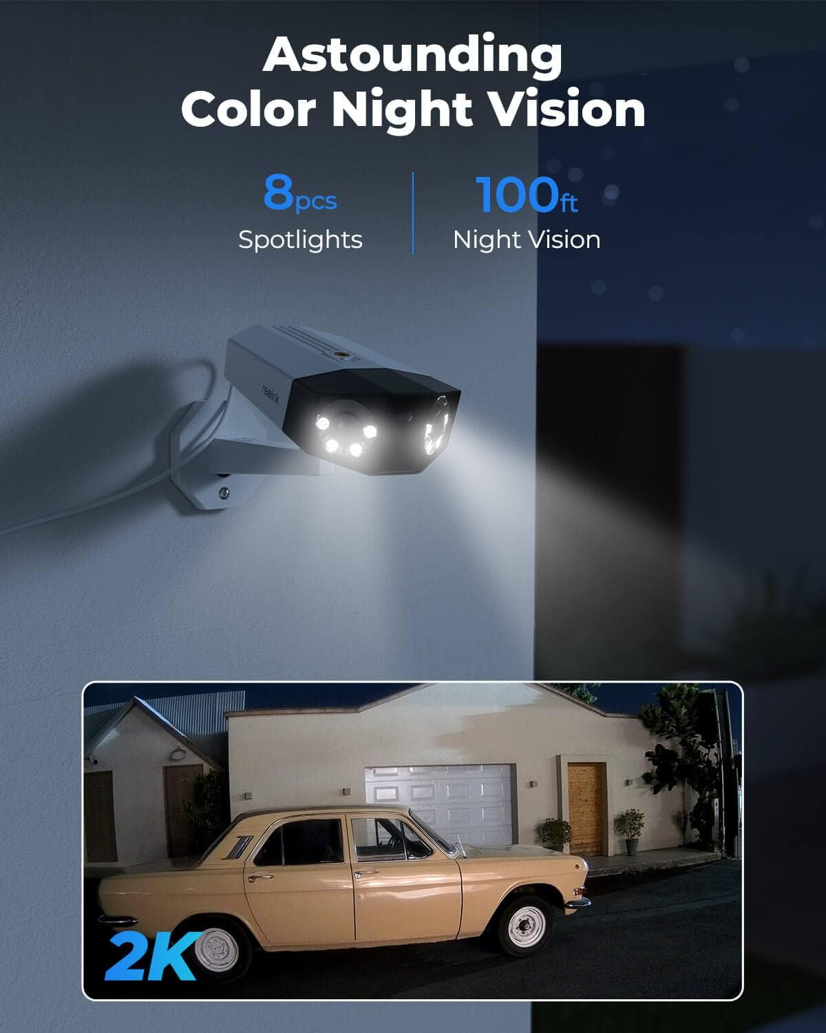 4MP Dual Lens Outdoor Security IP PoE Camera with Motion Spotlights J4392