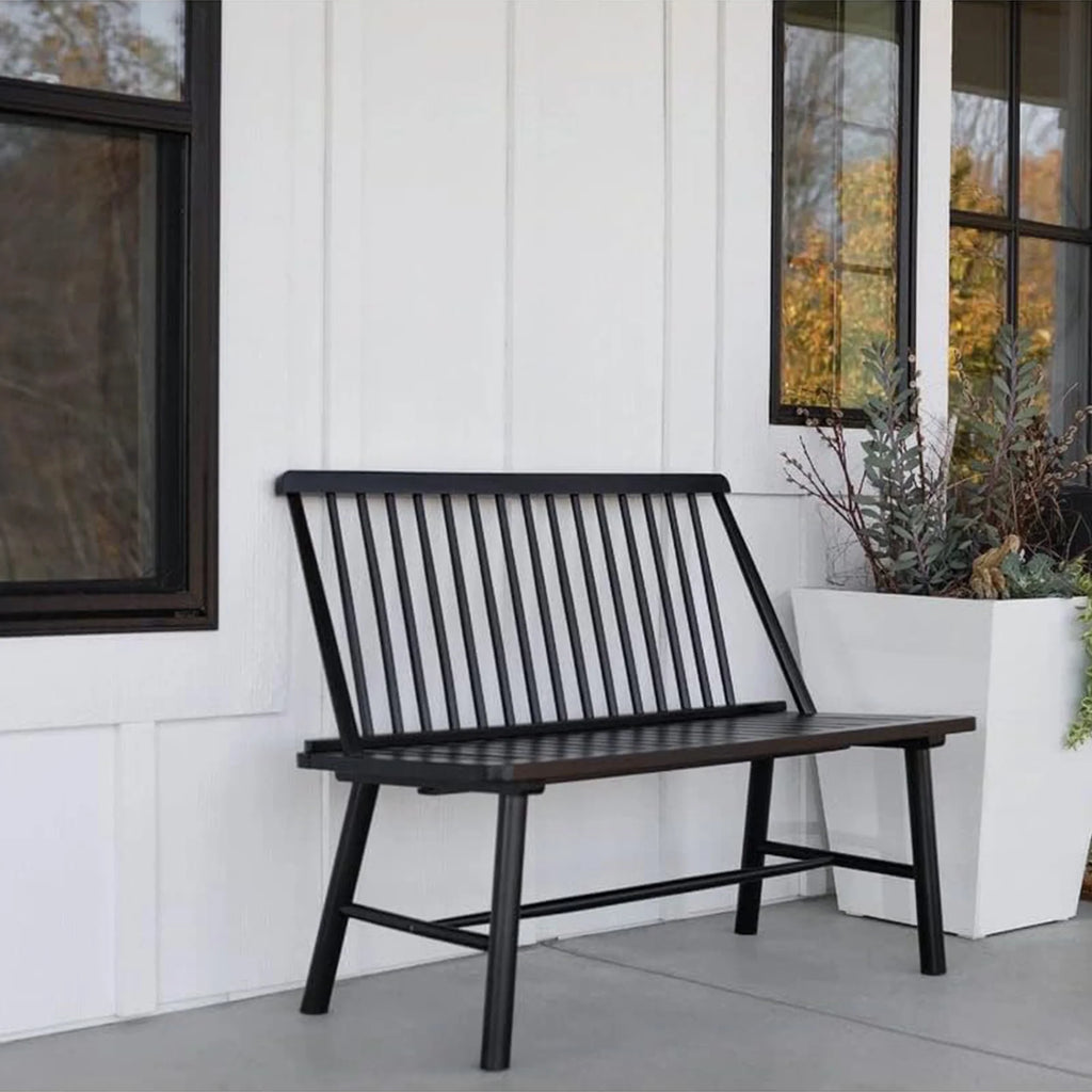 Black Hardwood Farmhouse Bench X455073