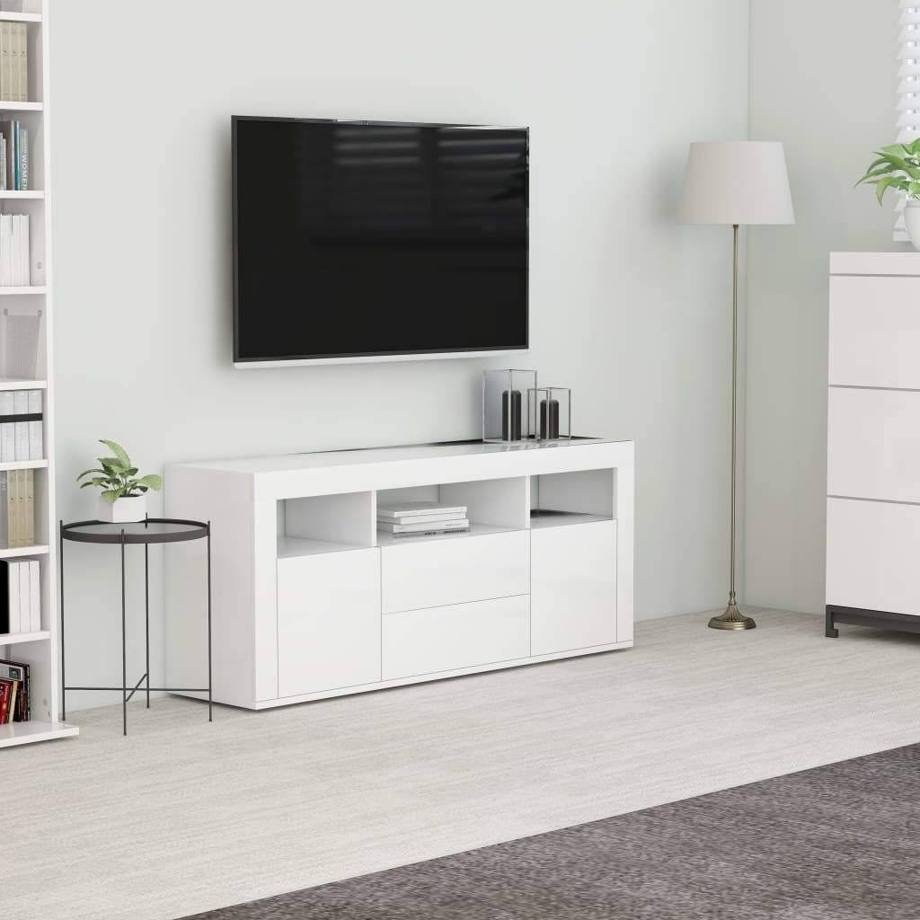 High Gloss White TV Cabinet Chipboard Q90713