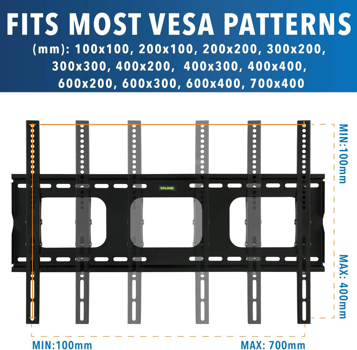Tilt TV Wall Mount Bracket for Flat Screens, 32” – 65”, Black Pack of 2 C2777