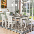 Solid Wood 7-Pieces Dining Table Set with 6 Upholstered Chairs U4099