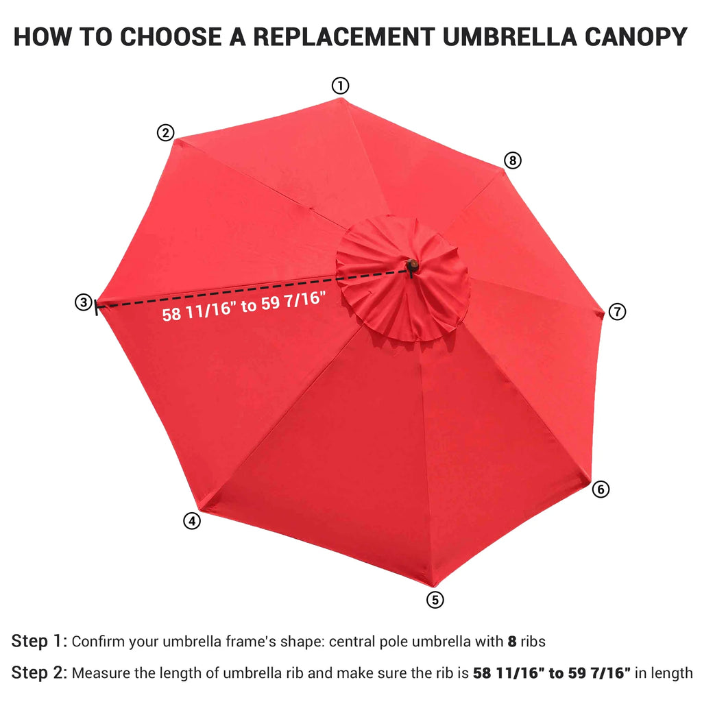 10Ft 8 Rib Umbrella Replacement Canopy I3023