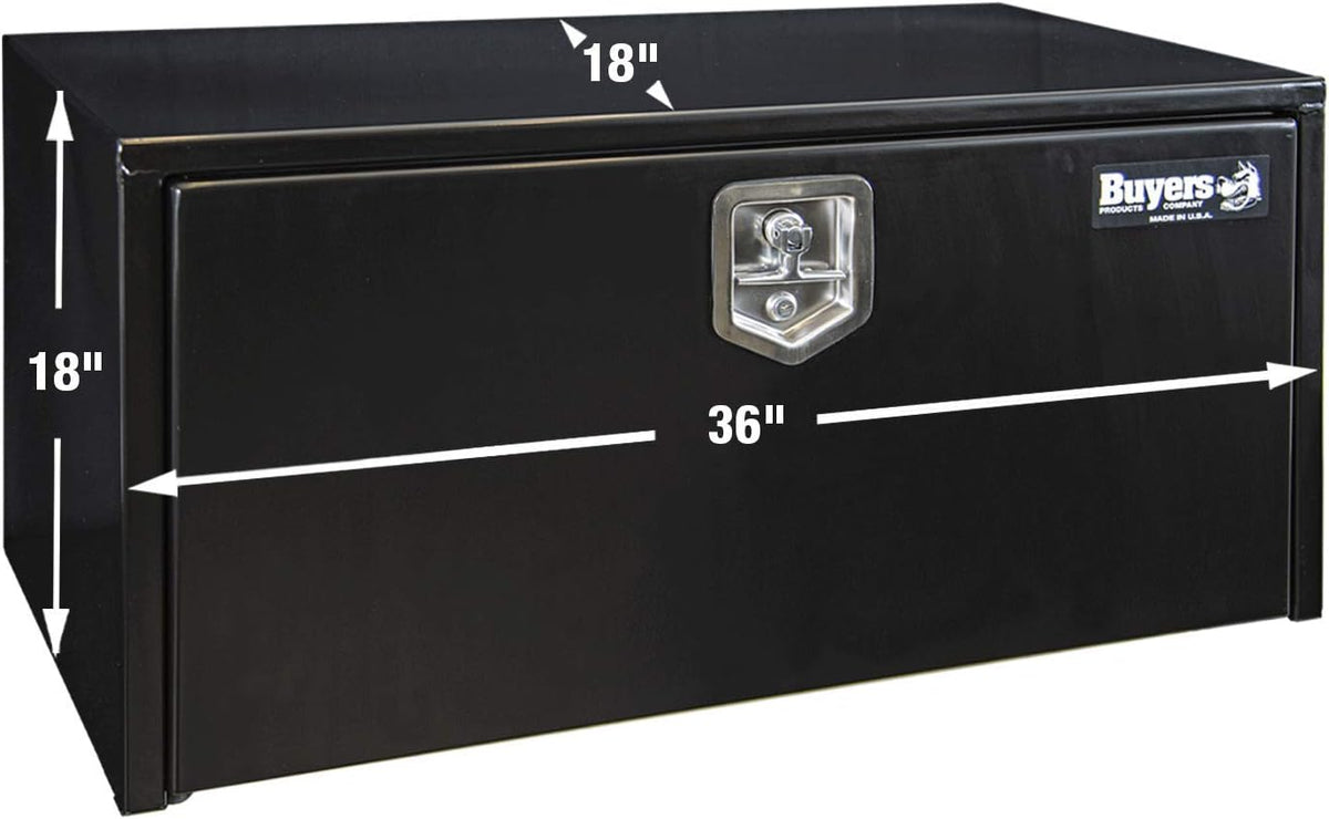 Black Steel Underbody Truck Box with T-Handle Latch, 18 x 18 x 36 Inch I813407