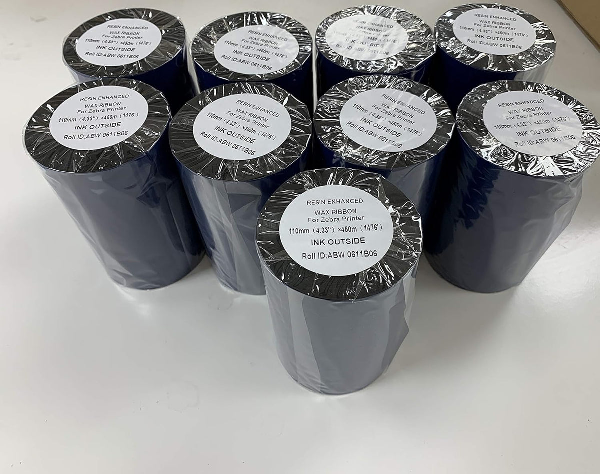 Black Standard Resin-Enhanced Wax Thermal Transfer Printer Ribbon 9-Rolls W822995